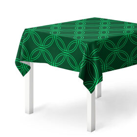 Скатерть 3D с принтом Зелёный узор в Курске, 100% полиэстер (ткань не мнется и не растягивается) | Размер: 150*150 см | геометрические фигуры | зеленый | круг | ромб | светлый | темный | узор