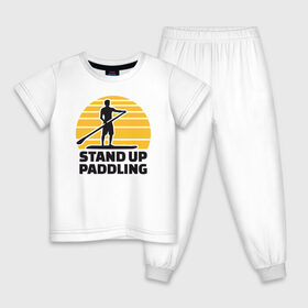 Детская пижама хлопок с принтом Stand up paddling в Курске, 100% хлопок |  брюки и футболка прямого кроя, без карманов, на брюках мягкая резинка на поясе и по низу штанин
 | serfing | sup serfing | sup серфинг | сап серфинг | серфинг