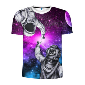 Мужская футболка 3D спортивная с принтом Космонавт и водолаз в Курске, 100% полиэстер с улучшенными характеристиками | приталенный силуэт, круглая горловина, широкие плечи, сужается к линии бедра | astronaut | blue | cosmos | diver | elon musk | nasa | planet | purple | space | spacex | star | universe | water | абстракция | астронавт | вода | водолаз | вселенная | галактика | дайвер | звезда | илон маск | космонавт | космос | микеланджело