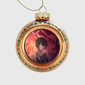 Стеклянный ёлочный шар с принтом Dazai Osamu в Курске, Стекло | Диаметр: 80 мм | bungou stray dogs | dazai | dazai osamu | osamu | бродячие псы | великий | дазай | осаму