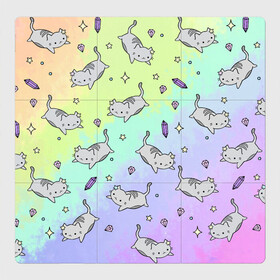 Магнитный плакат 3Х3 с принтом КАВАЙНЫЕ КОТИКИ в Курске, Полимерный материал с магнитным слоем | 9 деталей размером 9*9 см | Тематика изображения на принте: animal | cat | cute | pet | аниме | животное | кавай | киса | кот | котэ | милое