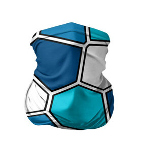 Бандана-труба 3D с принтом Ледяной витраж в Курске, 100% полиэстер, ткань с особыми свойствами — Activecool | плотность 150‒180 г/м2; хорошо тянется, но сохраняет форму | витраж | геометрия | зенит | сетка | синий | соты | футбол