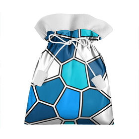 Подарочный 3D мешок с принтом Ледяной витраж в Курске, 100% полиэстер | Размер: 29*39 см | витраж | геометрия | зенит | сетка | синий | соты | футбол