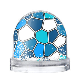 Снежный шар с принтом Ледяной витраж в Курске, Пластик | Изображение внутри шара печатается на глянцевой фотобумаге с двух сторон | витраж | геометрия | зенит | сетка | синий | соты | футбол