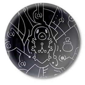 Значок с принтом Гусеничка из Hollow Knight в Курске,  металл | круглая форма, металлическая застежка в виде булавки | caterpillar | hollow knight | гусеничка | полый рыцарь | холлоу найт