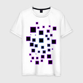 Мужская футболка хлопок с принтом Абстракция квадратов в Курске, 100% хлопок | прямой крой, круглый вырез горловины, длина до линии бедер, слегка спущенное плечо. | 