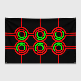 Флаг-баннер с принтом Круги механика в Курске, 100% полиэстер | размер 67 х 109 см, плотность ткани — 95 г/м2; по краям флага есть четыре люверса для крепления | 