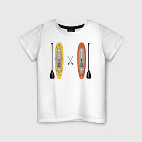 Детская футболка хлопок с принтом сап серфинг в Курске, 100% хлопок | круглый вырез горловины, полуприлегающий силуэт, длина до линии бедер | serfing | sup boarding | sup serfing | sup серфинг | сап серфинг | серфинг
