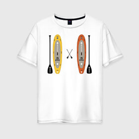 Женская футболка хлопок Oversize с принтом сап серфинг в Курске, 100% хлопок | свободный крой, круглый ворот, спущенный рукав, длина до линии бедер
 | serfing | sup boarding | sup serfing | sup серфинг | сап серфинг | серфинг