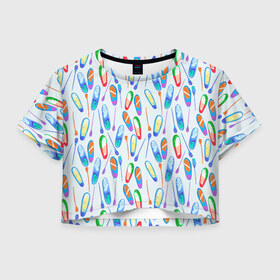 Женская футболка Crop-top 3D с принтом доски для серфинга в Курске, 100% полиэстер | круглая горловина, длина футболки до линии талии, рукава с отворотами | serfing | sup boarding | sup serfing | sup серфинг | сап серфинг | серфинг