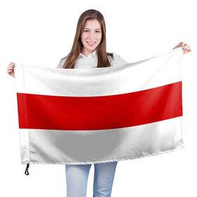 Флаг 3D с принтом Первый флаг Беларуси в Курске, 100% полиэстер | плотность ткани — 95 г/м2, размер — 67 х 109 см. Принт наносится с одной стороны | беларусь | бело красно белый | бело красный флаг беларуси | первый флаг беларуси | старый флаг белоруссии | флаг беларуси