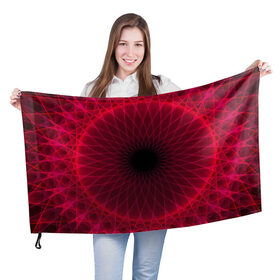 Флаг 3D с принтом Неоновый туннель в Курске, 100% полиэстер | плотность ткани — 95 г/м2, размер — 67 х 109 см. Принт наносится с одной стороны | Тематика изображения на принте: красный | линии | неон | туннель | чёрный