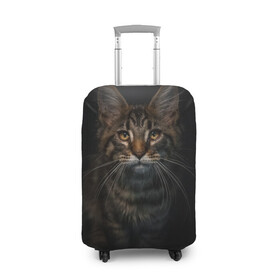 Чехол для чемодана 3D с принтом Кот усатый в Курске, 86% полиэфир, 14% спандекс | двустороннее нанесение принта, прорези для ручек и колес | Тематика изображения на принте: cat | кот | котёнок | котик | кошка | мейн кун | полосатый | пушистый | усатый