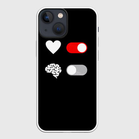Чехол для iPhone 13 mini с принтом Мозг отключись в Курске,  |  | любовь | прикольная | сердце | черный