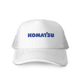 Кепка тракер с сеткой с принтом Komatsu в Курске, трикотажное полотно; задняя часть — сетка | длинный козырек, универсальный размер, пластиковая застежка | komatsu | бренд