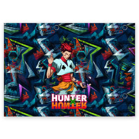 Поздравительная открытка с принтом Хисока Hunter x Hunter в Курске, 100% бумага | плотность бумаги 280 г/м2, матовая, на обратной стороне линовка и место для марки
 | Тематика изображения на принте: anime | hunter | hunter x hunter | zoldyck | аниме | зодиак | охотник | охотники | хисока