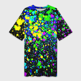 Платье-футболка 3D с принтом Неоновые краски лета в Курске,  |  | Тематика изображения на принте: neon | pattern | summer | акварель | арт | брызги | граффити | грязный | грязь | искусство | капли | кислотные | краска | лето | мазки | паттерн | пятна | пятнистый | радуга | радужный | разноцветный | текстура
