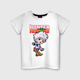 Детская футболка хлопок с принтом Киллуа Hunter x Hunter в Курске, 100% хлопок | круглый вырез горловины, полуприлегающий силуэт, длина до линии бедер | anime | hunter | hunter x hunter | killua | zoldyck | аниме | зодиак | охотник | охотники