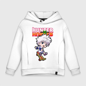 Детское худи Oversize хлопок с принтом Киллуа Hunter x Hunter в Курске, френч-терри — 70% хлопок, 30% полиэстер. Мягкий теплый начес внутри —100% хлопок | боковые карманы, эластичные манжеты и нижняя кромка, капюшон на магнитной кнопке | anime | hunter | hunter x hunter | killua | zoldyck | аниме | зодиак | охотник | охотники