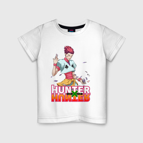 Детская футболка хлопок с принтом Хисока Hunter x Hunter в Курске, 100% хлопок | круглый вырез горловины, полуприлегающий силуэт, длина до линии бедер | anime | hunter | hunter x hunter | zoldyck | аниме | зодиак | охотник | охотники | хисока