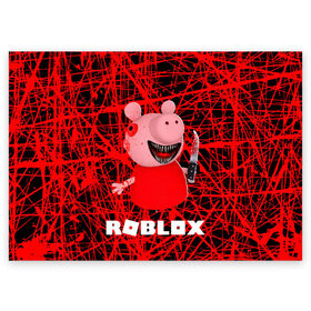 Поздравительная открытка с принтом Roblox piggy/Свинка Пигги. в Курске, 100% бумага | плотность бумаги 280 г/м2, матовая, на обратной стороне линовка и место для марки
 | Тематика изображения на принте: game | gamer | logo | minecraft | piggi | roblox | simulator | игра | конструктор | лого | пигги | свинья | симулятор | строительство | фигура