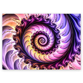 Поздравительная открытка с принтом Спираль улитки в Курске, 100% бумага | плотность бумаги 280 г/м2, матовая, на обратной стороне линовка и место для марки
 | волна | волны | желтый | раковина улитки | розовый | синий | спираль | улитка | фиолетовый