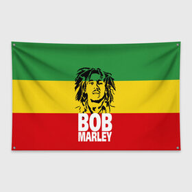 Флаг-баннер с принтом Bob Marley в Курске, 100% полиэстер | размер 67 х 109 см, плотность ткани — 95 г/м2; по краям флага есть четыре люверса для крепления | bob | bob marley | движение | музыка | рэгги | свобода | стиль | счастье | ямайка