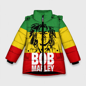 Зимняя куртка для девочек 3D с принтом Bob Marley в Курске, ткань верха — 100% полиэстер; подклад — 100% полиэстер, утеплитель — 100% полиэстер. | длина ниже бедра, удлиненная спинка, воротник стойка и отстегивающийся капюшон. Есть боковые карманы с листочкой на кнопках, утяжки по низу изделия и внутренний карман на молнии. 

Предусмотрены светоотражающий принт на спинке, радужный светоотражающий элемент на пуллере молнии и на резинке для утяжки. | bob | bob marley | движение | музыка | рэгги | свобода | стиль | счастье | ямайка