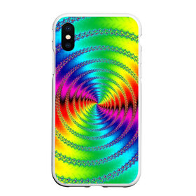 Чехол для iPhone XS Max матовый с принтом Цветной гипноз в Курске, Силикон | Область печати: задняя сторона чехла, без боковых панелей | насыщенные цвета | радуга | спираль | цвет | цвета | яркие цвета | ярко