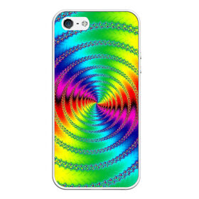 Чехол для iPhone 5/5S матовый с принтом Цветной гипноз в Курске, Силикон | Область печати: задняя сторона чехла, без боковых панелей | насыщенные цвета | радуга | спираль | цвет | цвета | яркие цвета | ярко