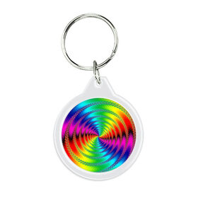 Брелок круглый с принтом Цветной гипноз в Курске, пластик и полированная сталь | круглая форма, металлическое крепление в виде кольца | насыщенные цвета | радуга | спираль | цвет | цвета | яркие цвета | ярко