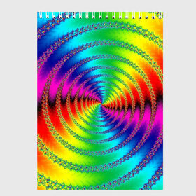 Скетчбук с принтом Цветной гипноз в Курске, 100% бумага
 | 48 листов, плотность листов — 100 г/м2, плотность картонной обложки — 250 г/м2. Листы скреплены сверху удобной пружинной спиралью | насыщенные цвета | радуга | спираль | цвет | цвета | яркие цвета | ярко