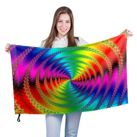 Флаг 3D с принтом Цветной гипноз в Курске, 100% полиэстер | плотность ткани — 95 г/м2, размер — 67 х 109 см. Принт наносится с одной стороны | насыщенные цвета | радуга | спираль | цвет | цвета | яркие цвета | ярко