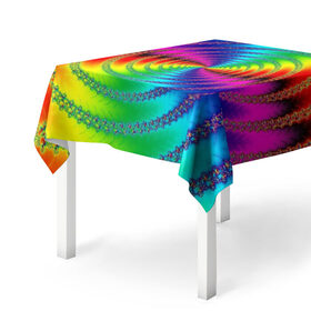 Скатерть 3D с принтом Цветной гипноз в Курске, 100% полиэстер (ткань не мнется и не растягивается) | Размер: 150*150 см | Тематика изображения на принте: насыщенные цвета | радуга | спираль | цвет | цвета | яркие цвета | ярко