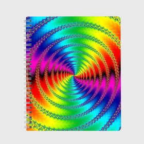 Тетрадь с принтом Цветной гипноз в Курске, 100% бумага | 48 листов, плотность листов — 60 г/м2, плотность картонной обложки — 250 г/м2. Листы скреплены сбоку удобной пружинной спиралью. Уголки страниц и обложки скругленные. Цвет линий — светло-серый
 | Тематика изображения на принте: насыщенные цвета | радуга | спираль | цвет | цвета | яркие цвета | ярко