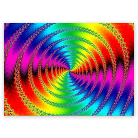 Поздравительная открытка с принтом Цветной гипноз в Курске, 100% бумага | плотность бумаги 280 г/м2, матовая, на обратной стороне линовка и место для марки
 | насыщенные цвета | радуга | спираль | цвет | цвета | яркие цвета | ярко