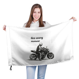 Флаг 3D с принтом Мотоцикл в Курске, 100% полиэстер | плотность ткани — 95 г/м2, размер — 67 х 109 см. Принт наносится с одной стороны | живи каждым днём. | мотоцикл | мотоциклист