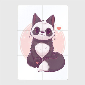 Магнитный плакат 2Х3 с принтом Лисья панда в Курске, Полимерный материал с магнитным слоем | 6 деталей размером 9*9 см | арт | белый | лиса | любовь | мило | милота | мимишка | панда | рисунок | сердце | чёрно белый | чёрный