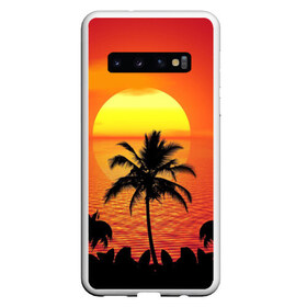 Чехол для Samsung Galaxy S10 с принтом Пальмы на фоне моря в Курске, Силикон | Область печати: задняя сторона чехла, без боковых панелей | summer | восход | гаваи | гавайская | закат | лето | море | океан | отдых | отпуск | пальма | пальмы | солнце | туризм | туристическая