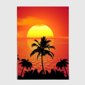 Постер с принтом Пальмы на фоне моря в Курске, 100% бумага
 | бумага, плотность 150 мг. Матовая, но за счет высокого коэффициента гладкости имеет небольшой блеск и дает на свету блики, но в отличии от глянцевой бумаги не покрыта лаком | summer | восход | гаваи | гавайская | закат | лето | море | океан | отдых | отпуск | пальма | пальмы | солнце | туризм | туристическая