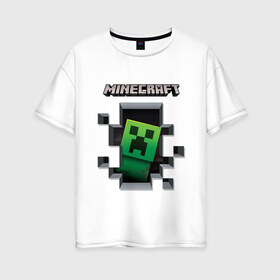 Женская футболка хлопок Oversize с принтом Майнкрафт в Курске, 100% хлопок | свободный крой, круглый ворот, спущенный рукав, длина до линии бедер
 | creeper | minecraft | крипер | майнкрафт | пещера.