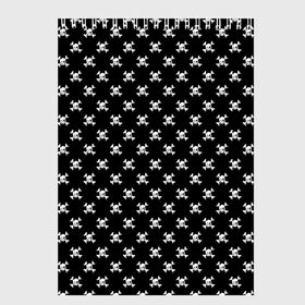 Скетчбук с принтом Черепа в Курске, 100% бумага
 | 48 листов, плотность листов — 100 г/м2, плотность картонной обложки — 250 г/м2. Листы скреплены сверху удобной пружинной спиралью | минимализм | пиратский флаг | рисунок | черепа