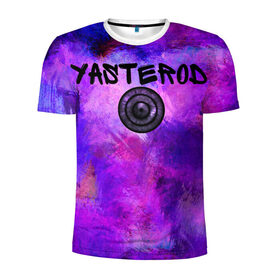 Мужская футболка 3D спортивная с принтом YASTEROD full paint в Курске, 100% полиэстер с улучшенными характеристиками | приталенный силуэт, круглая горловина, широкие плечи, сужается к линии бедра | eye | paint | purple | rinnegan | yasterod | глаз | краска | риннеган | фиолетовый