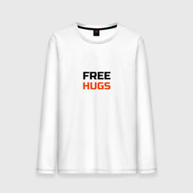 Мужской лонгслив хлопок с принтом free,hugs,бесплатные,обнимашки в Курске, 100% хлопок |  | Тематика изображения на принте: 