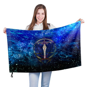 Флаг 3D с принтом весы, космос, знак зодиака в Курске, 100% полиэстер | плотность ткани — 95 г/м2, размер — 67 х 109 см. Принт наносится с одной стороны | 