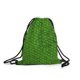 Рюкзак-мешок 3D с принтом зелёная чешуя  в Курске, 100% полиэстер | плотность ткани — 200 г/м2, размер — 35 х 45 см; лямки — толстые шнурки, застежка на шнуровке, без карманов и подкладки | чешуя | чешуя ящерицы