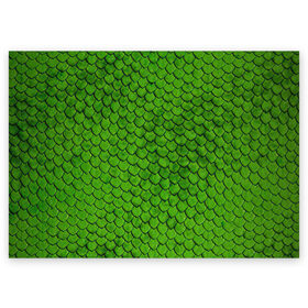 Поздравительная открытка с принтом зелёная чешуя в Курске, 100% бумага | плотность бумаги 280 г/м2, матовая, на обратной стороне линовка и место для марки
 | чешуя | чешуя ящерицы