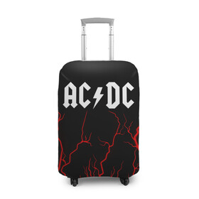 Чехол для чемодана 3D с принтом AC DС в Курске, 86% полиэфир, 14% спандекс | двустороннее нанесение принта, прорези для ручек и колес | ac dc | acdc | back to black | highway to hell | logo | music | rock | айси | айсидиси | диси | лого | логотип | молния | музыка | рок | символ | символика | символы | эйси | эйсидиси