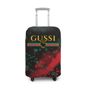 Чехол для чемодана 3D с принтом GUSSI / ГУСИ в Курске, 86% полиэфир, 14% спандекс | двустороннее нанесение принта, прорези для ручек и колес | anti | antibrand | brand | fashion | gucci | gusi | gussi | logo | meme | memes | анти | антибренд | бренд | гуси | гуччи | забавные | лого | логотип | мем | мемы | мода | прикол | приколы | прикольные | символ