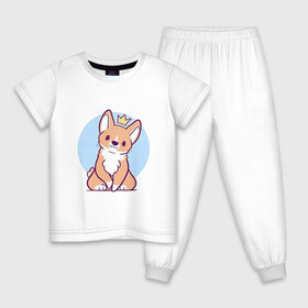 Детская пижама хлопок с принтом Милый щенок в Курске, 100% хлопок |  брюки и футболка прямого кроя, без карманов, на брюках мягкая резинка на поясе и по низу штанин
 | арт | корги | король | рисунок | рыжий | собака | щенок